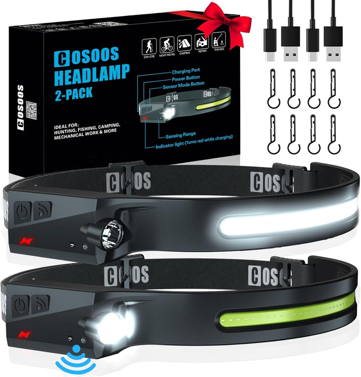 COSOOS - Upgraded 2 Rechargeable LED Headlamps