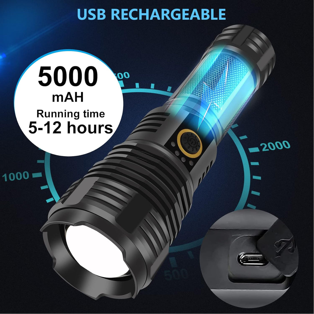 Northlet - 90,000 Lumens Rechargeable LED Flashlight