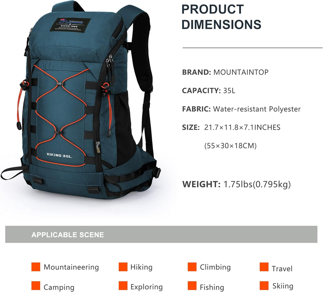 Hiking Backpack 35L Travel Backpack Lightweight Daypack with Rain Cover for Outdoor Camping