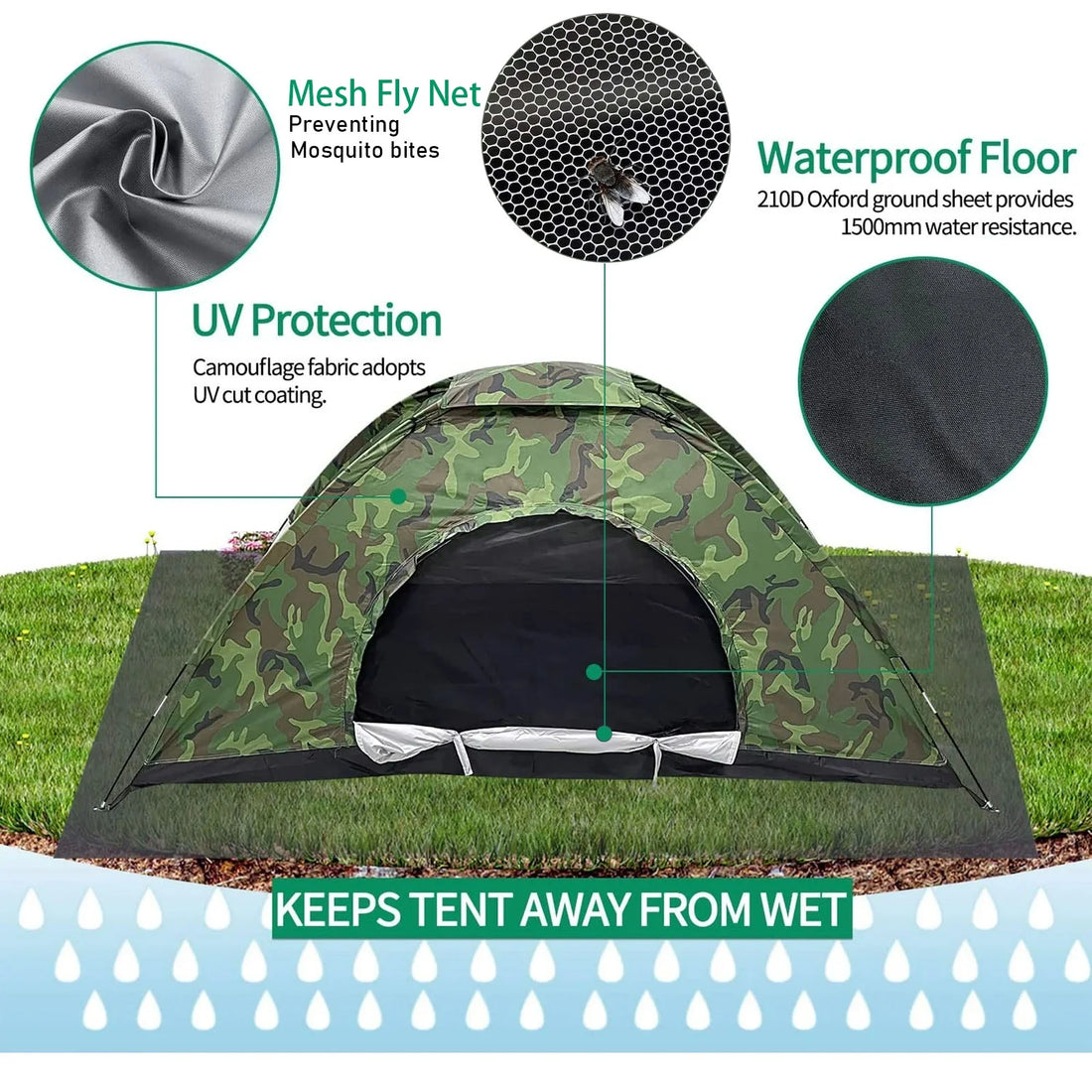 Camouflage All Weather 1 person Tent