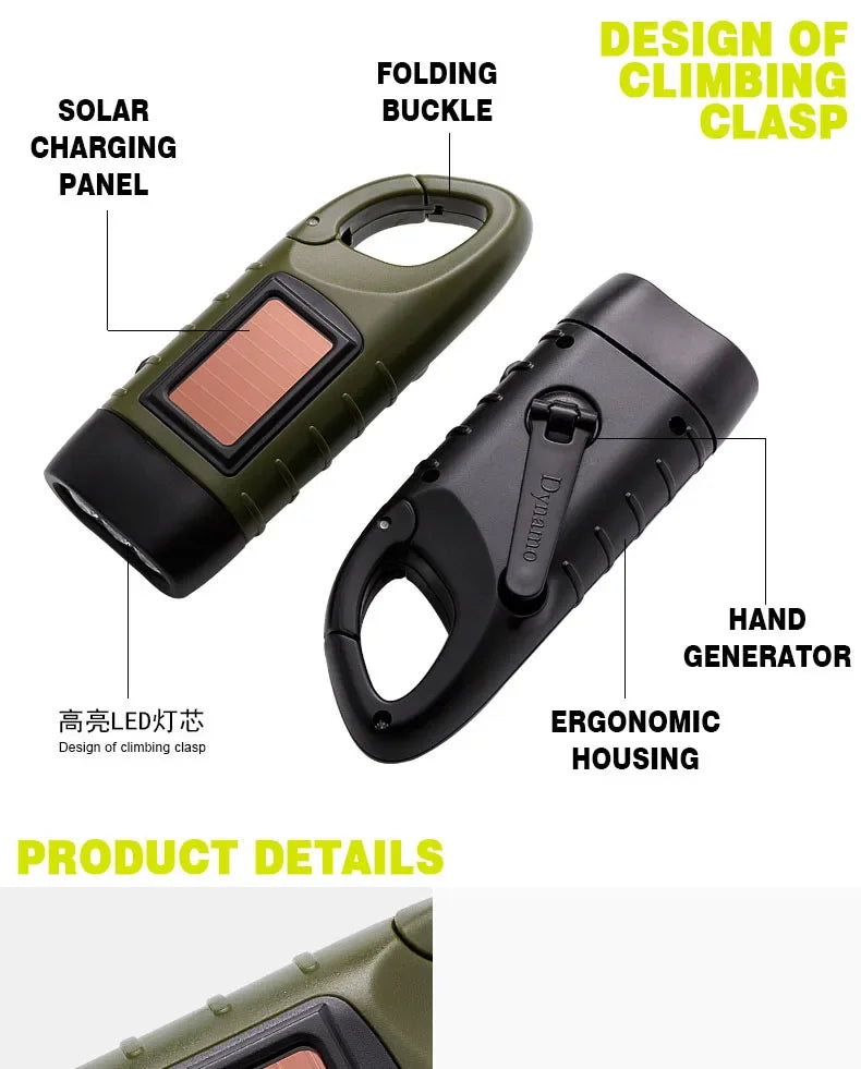 Brangdy - Solar Hand Crank Flashlight