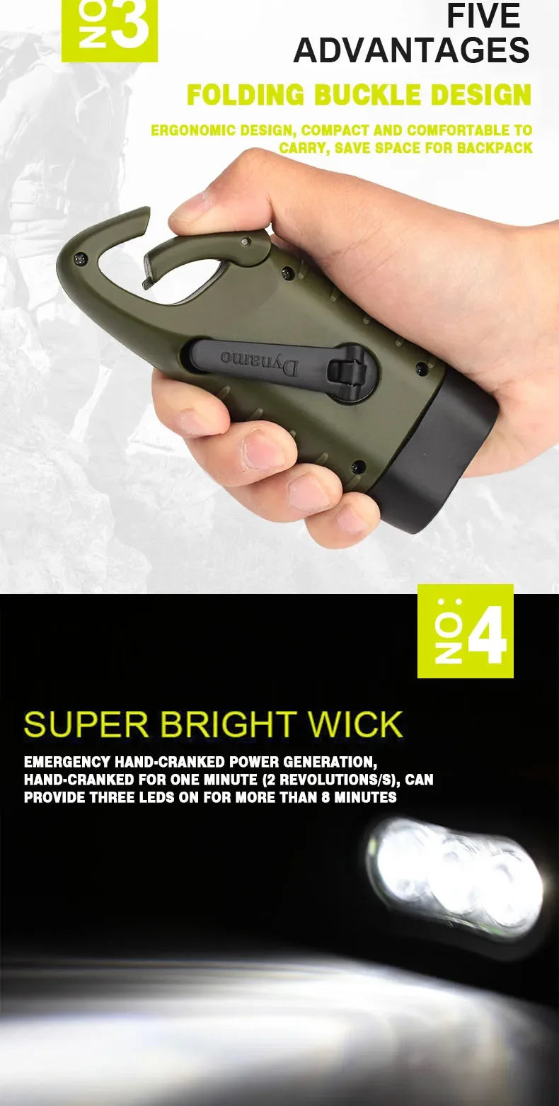 Brangdy - Solar Hand Crank Flashlight