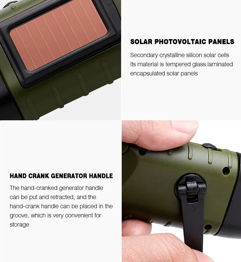 Brangdy - Solar Hand Crank Flashlight