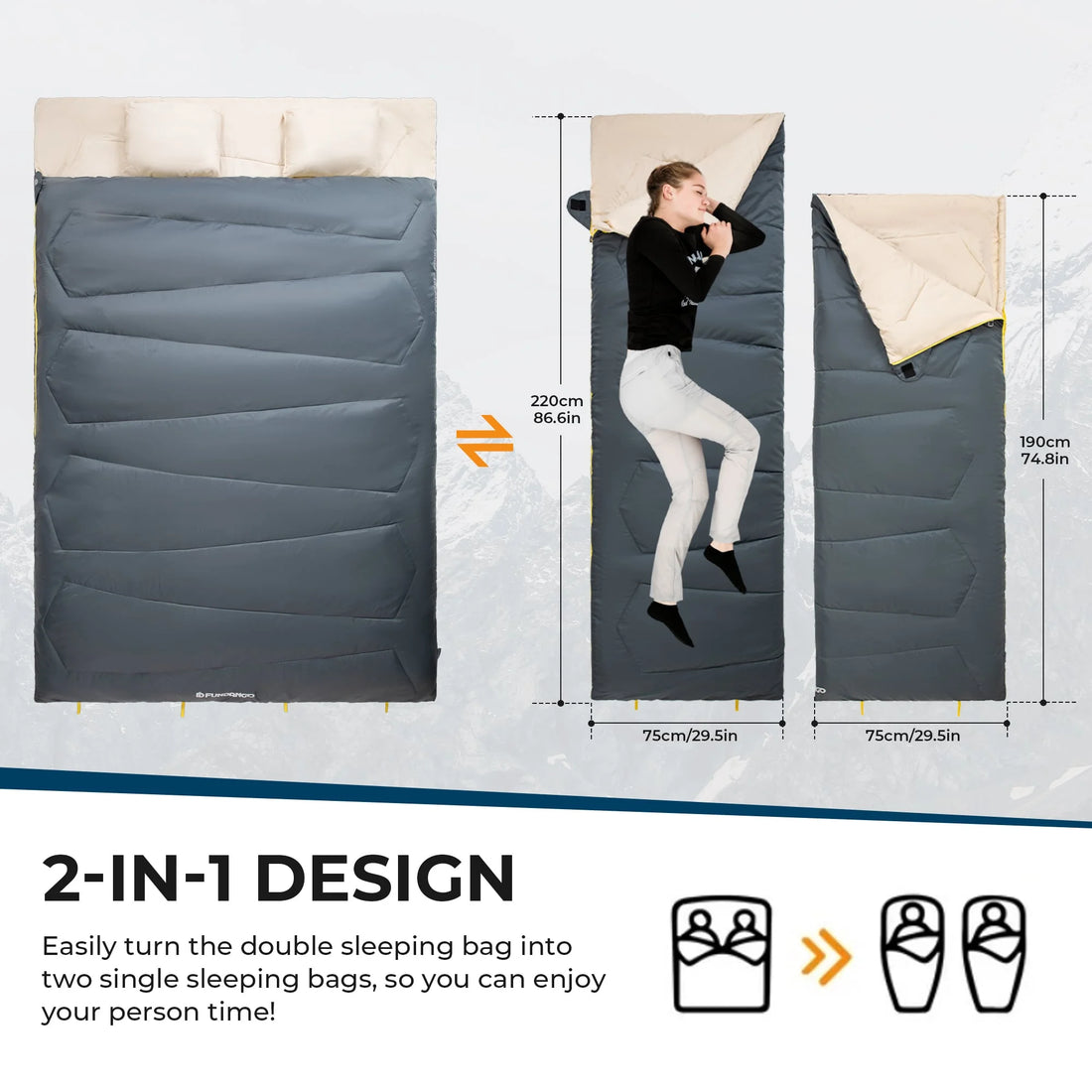 FUNDANGO - 3-In-1 Queen Double Sleeping Bag 