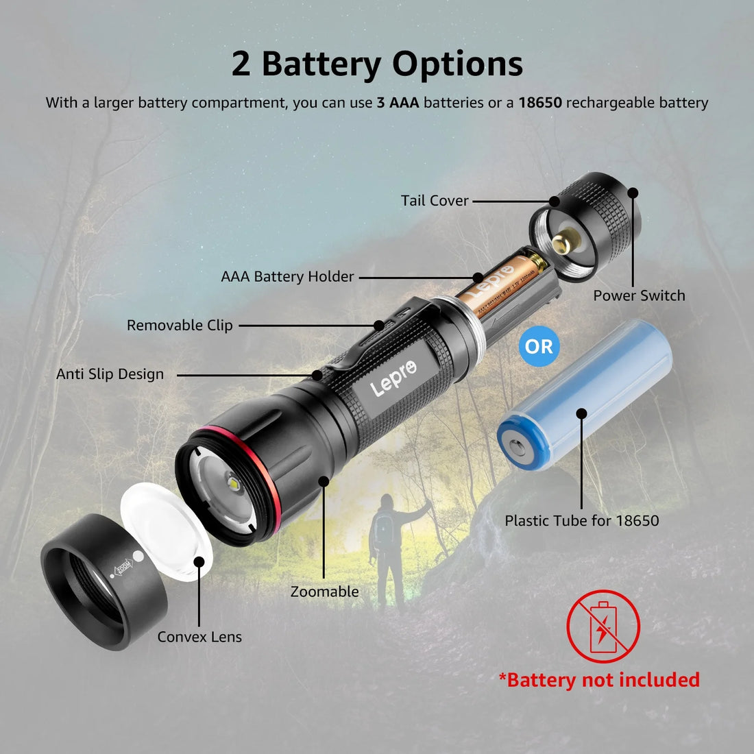 Lepro - 2-Pack LED Flashlights 